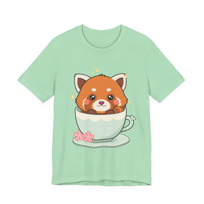 Kawaii Red Panda T-Shirt, Cute Tea Lover Gift