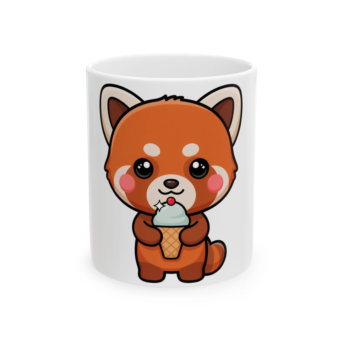 Kawaii Red Panda Mug, Cute Ice Cream Animal Gift