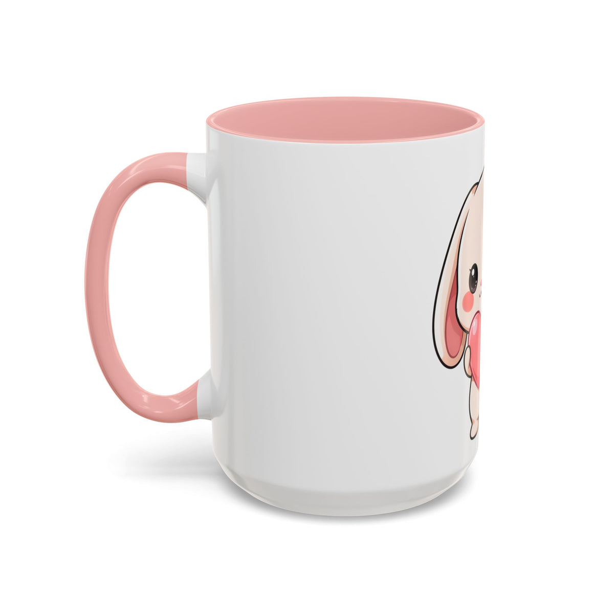Kawaii Bunny Accent Coffee Mug with Heart, 11oz or 15oz