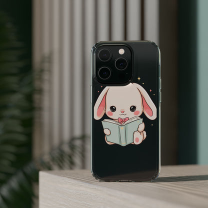 Kawaii Reading Bunny Clear Impact-Resistant Case