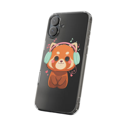 Red Panda Phone Case, Kawaii Music Lover Clear Case