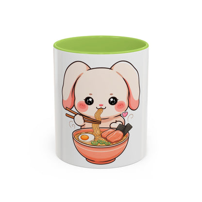Kawaii Ramen Bunny Accent Coffee Mug, 11 oz or 15 oz