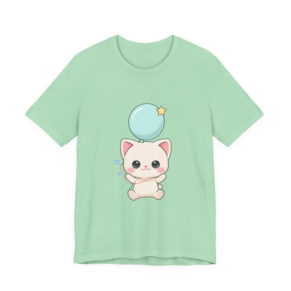 Kawaii Cat Balloon T-Shirt, Cute Chibi Kitty Tee