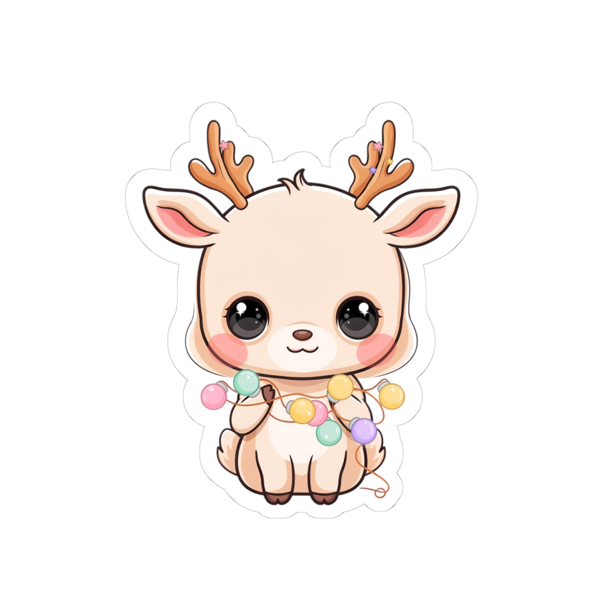 Kawaii Reindeer Sticker for Cute Holiday Decor