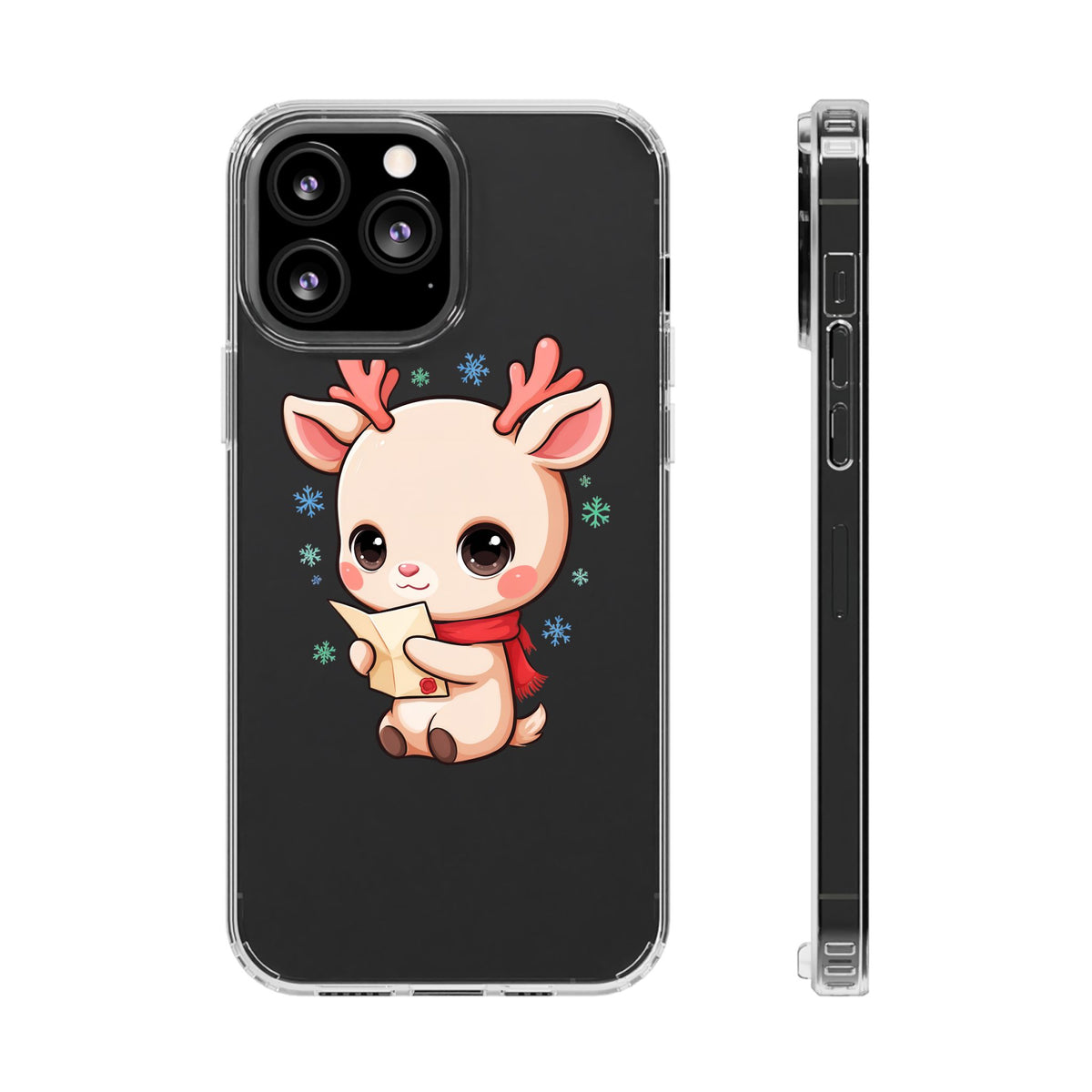 Christmas Reindeer Clear Impact-Resistant Phone Case