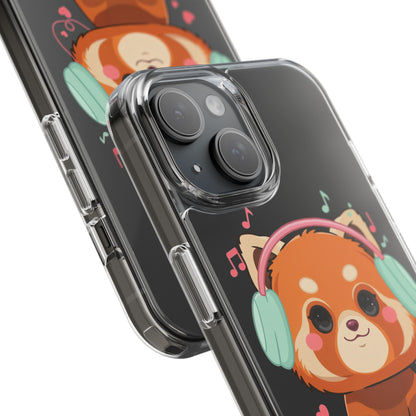 Red Panda Phone Case, Kawaii Music Lover Clear Case