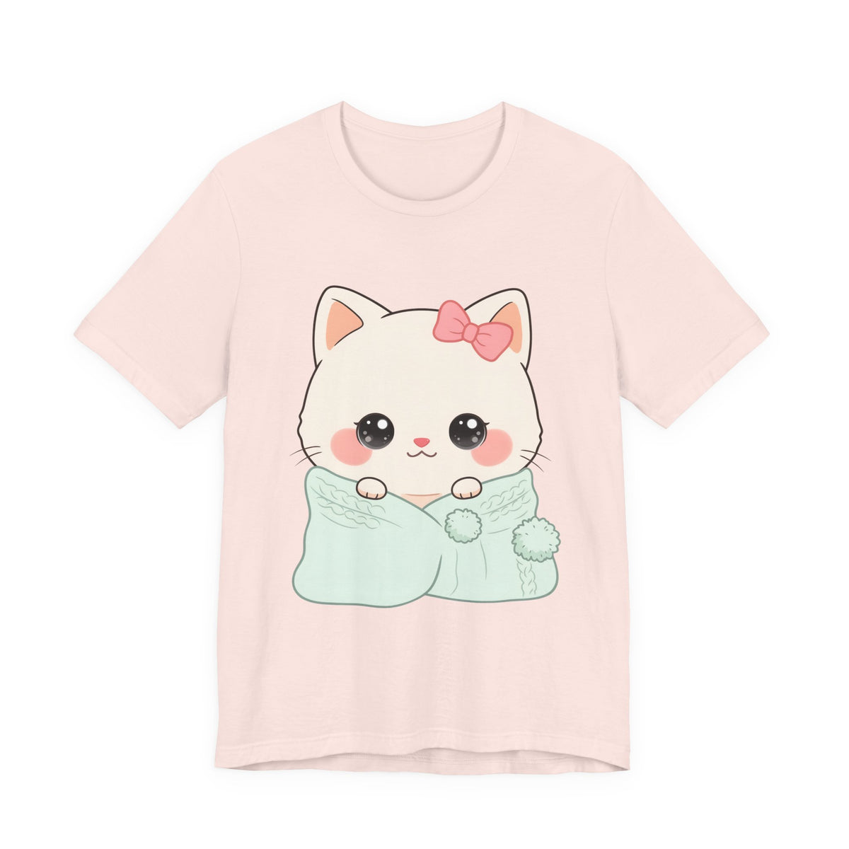Kawaii Cat T-Shirt, Cozy Blanket Kitty for Cat Lovers