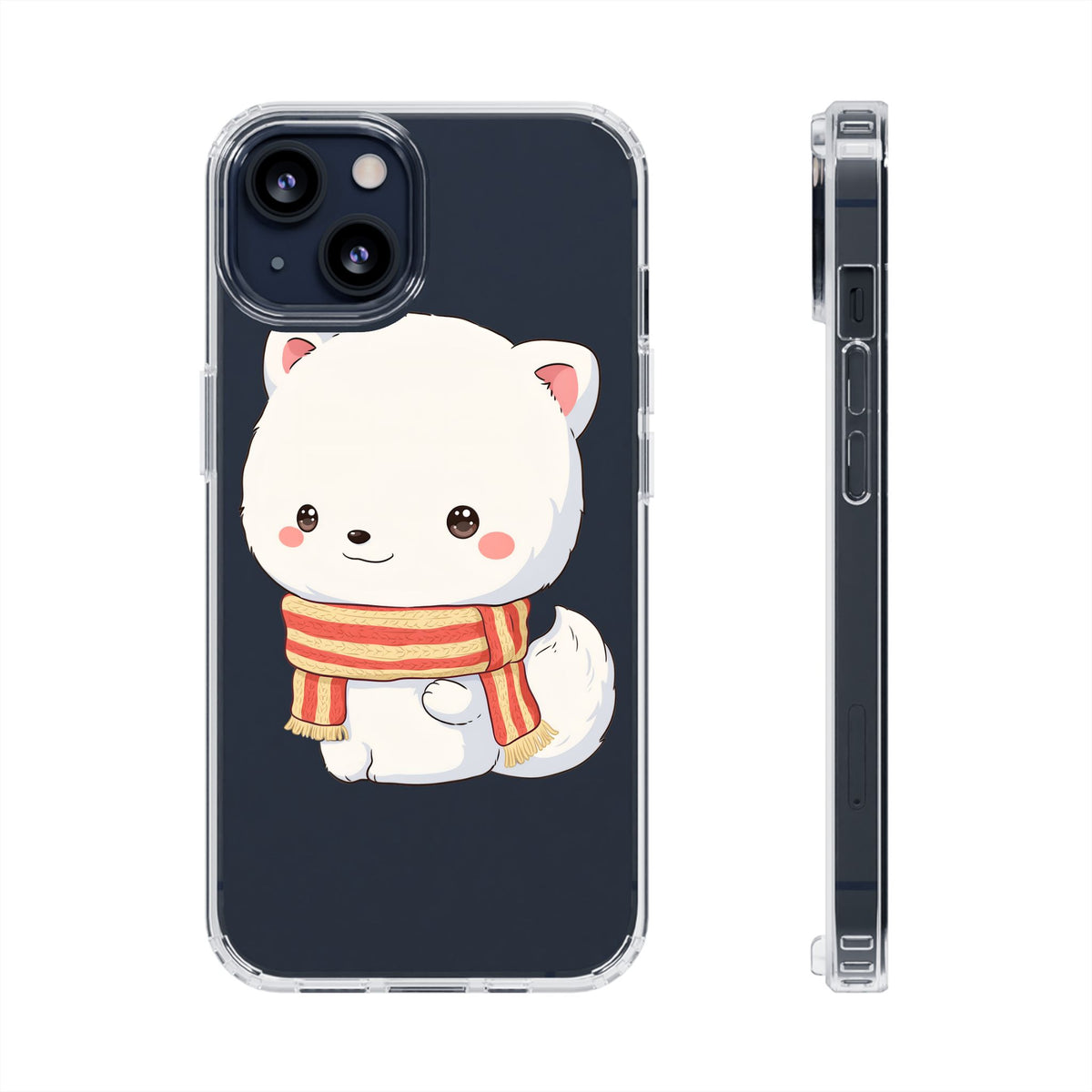 Kawaii Arctic Fox Phone Case, Cozy Christmas Scarf