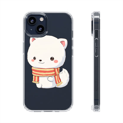 Kawaii Arctic Fox Phone Case, Cozy Christmas Scarf