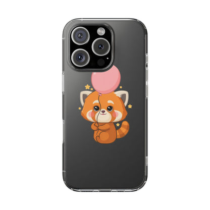 Kawaii Red Panda Clear Impact-Resistant Case with Balloon