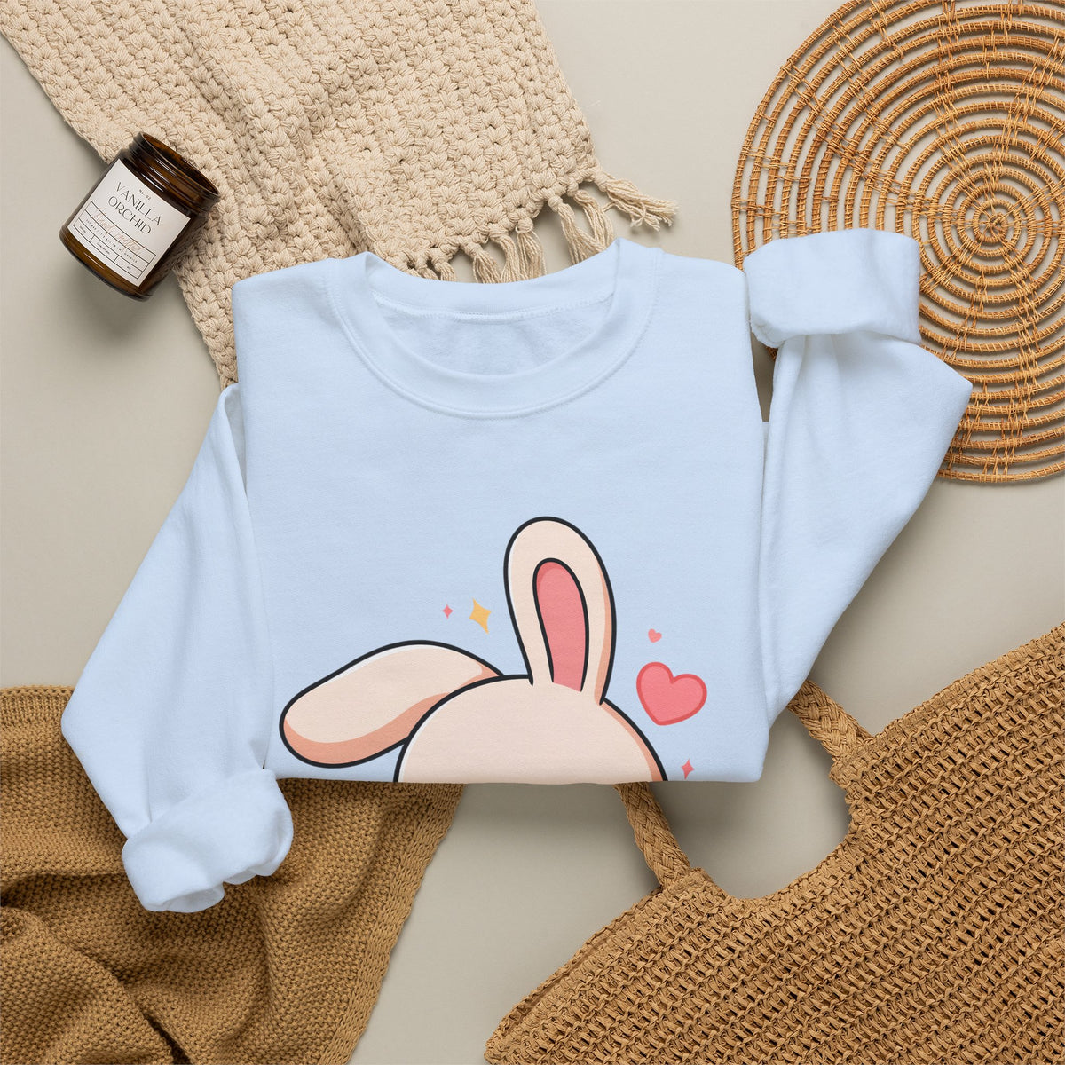 Kawaii Bunny Skateboard Sweatshirt, Cute Chibi Rabbit