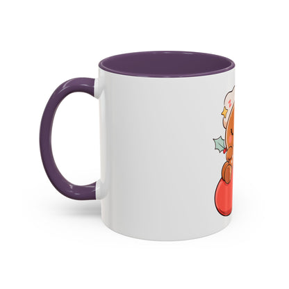 Christmas Gingerbread Mug: Sleepy Stocking Accent Coffee Mug