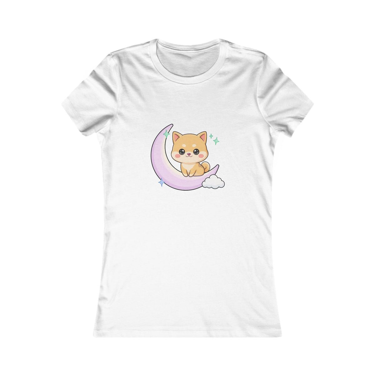 Kawaii Shiba Inu T-Shirt, Moonlit Chibi Dog Tee