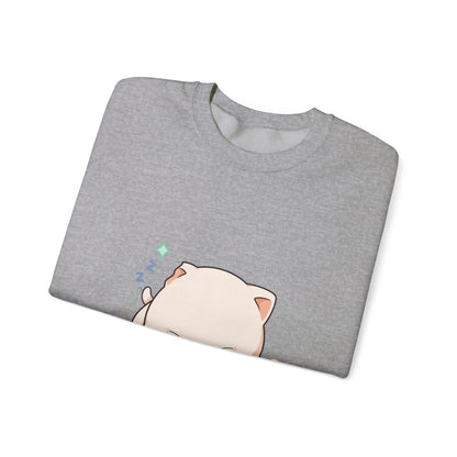 Kawaii Sleeping Cat Sweatshirt, Cozy Cloud Cat Crewneck