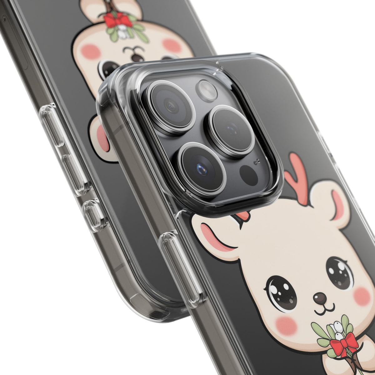 Kawaii Christmas Reindeer Clear Phone Case Gift