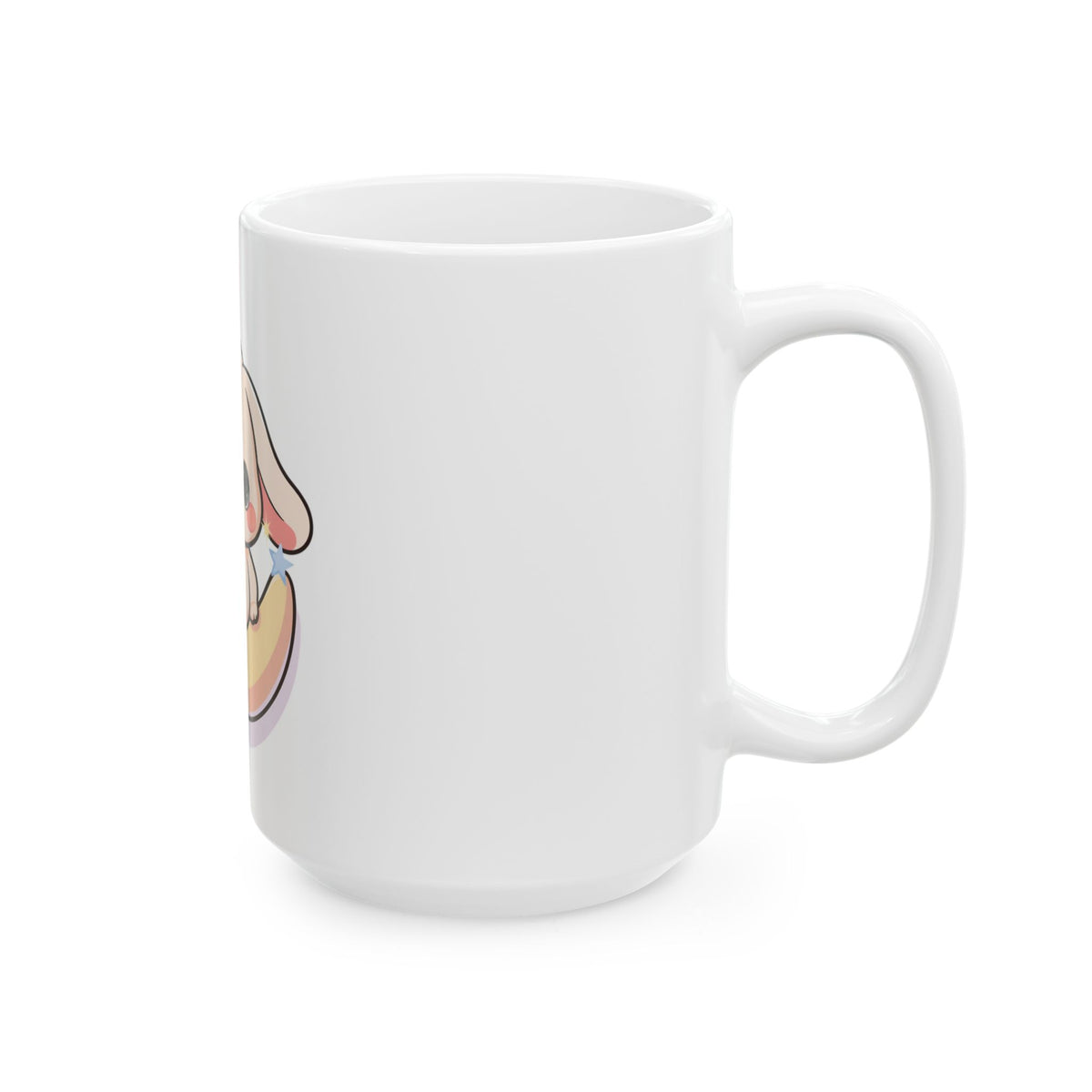 Kawaii Bunny Mug, Crescent Moon Chibi Ceramic Cup