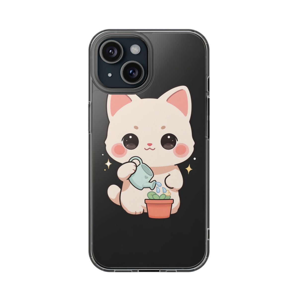 Kawaii Cat Phone Case, Cute Plant Lover Gift