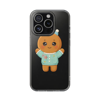Kawaii Gingerbread Phone Case, Cute Christmas Sweater Cookie
