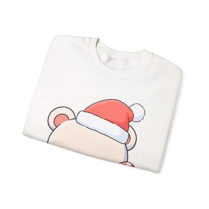 Kawaii Polar Bear Christmas Sweatshirt, Santa Cub Crewneck