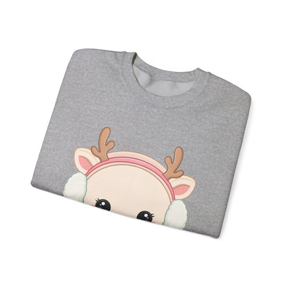 Kawaii Reindeer Sweatshirt, Cute Winter Crewneck