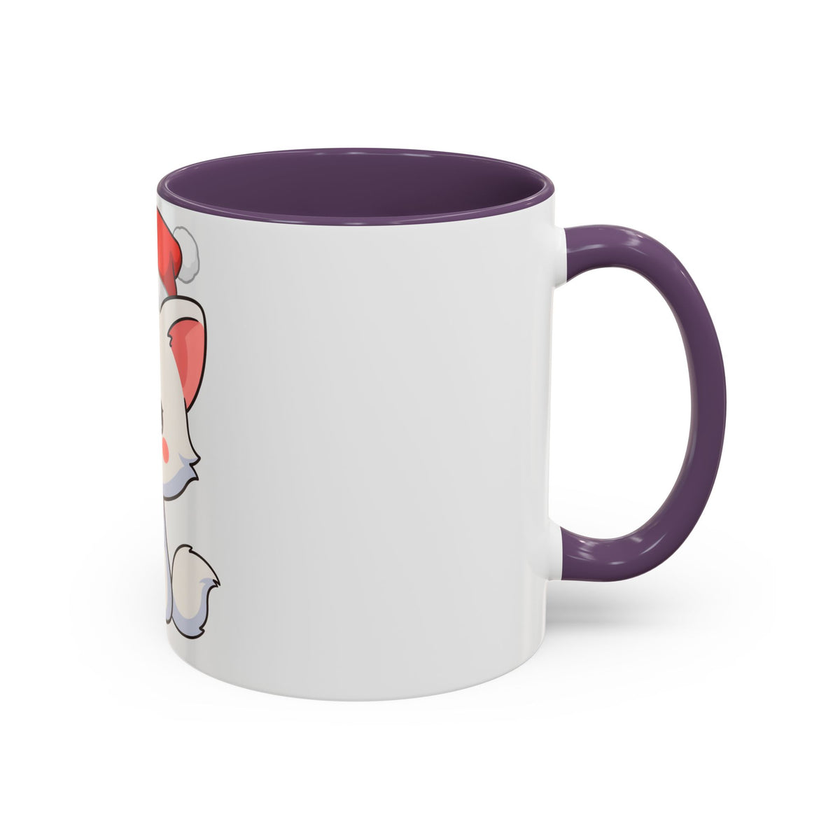 Kawaii Arctic Fox Christmas Mug, Cute Santa Fox Accent Coffee Mug