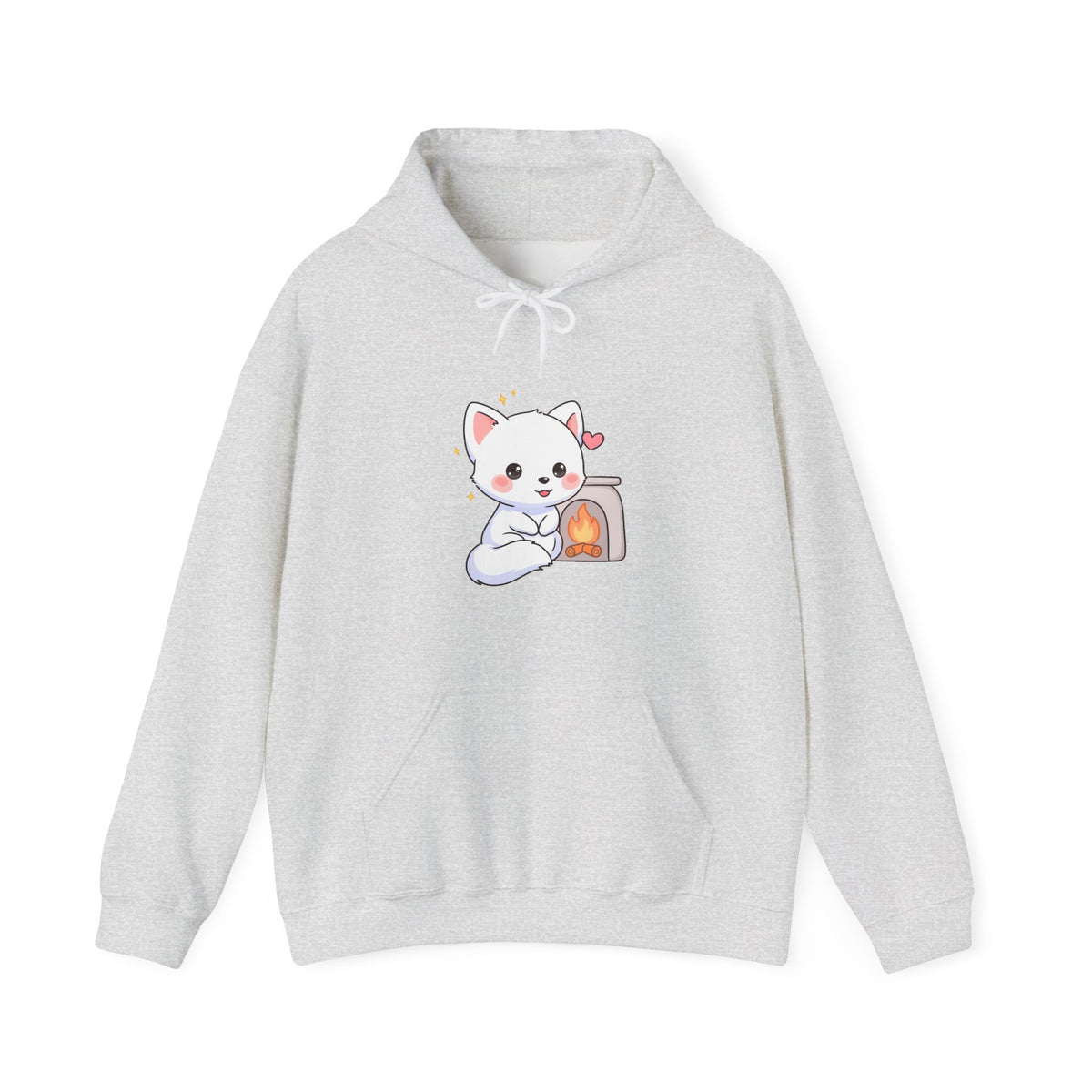 Kawaii Arctic Fox Hoodie for Cozy Fireplace Evenings