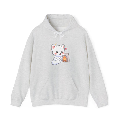 Kawaii Arctic Fox Hoodie for Cozy Fireplace Evenings