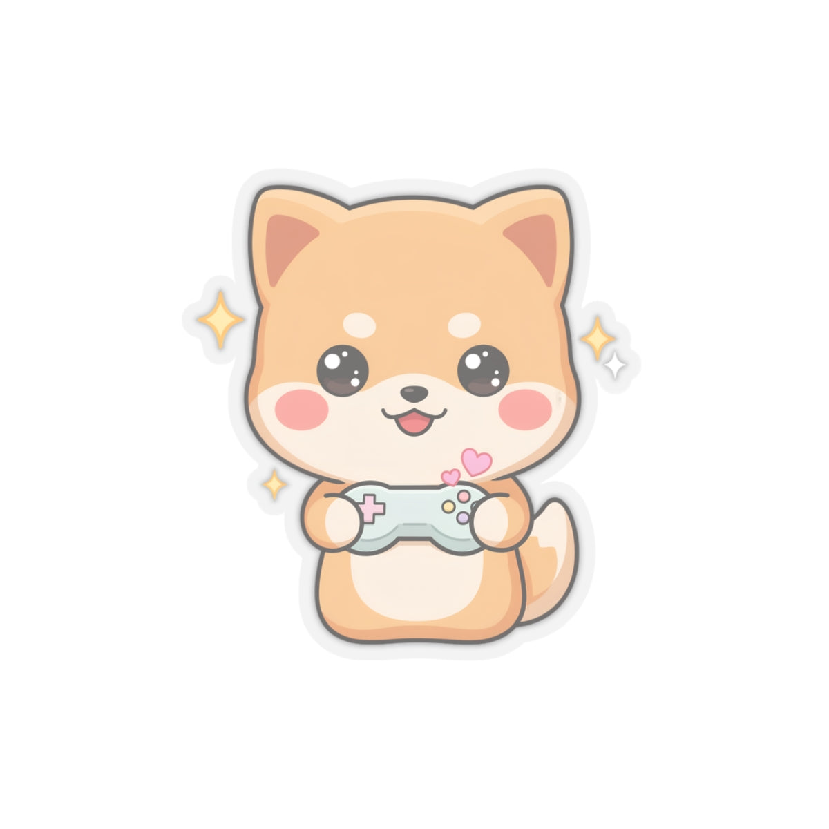 Kawaii Gamer Shiba Inu Kiss-Cut Sticker