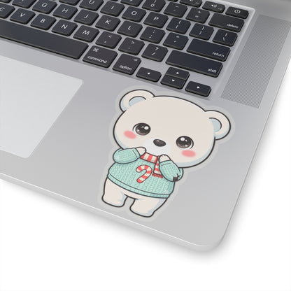 Kawaii Polar Bear Christmas Sticker for Cozy Holiday Cheer