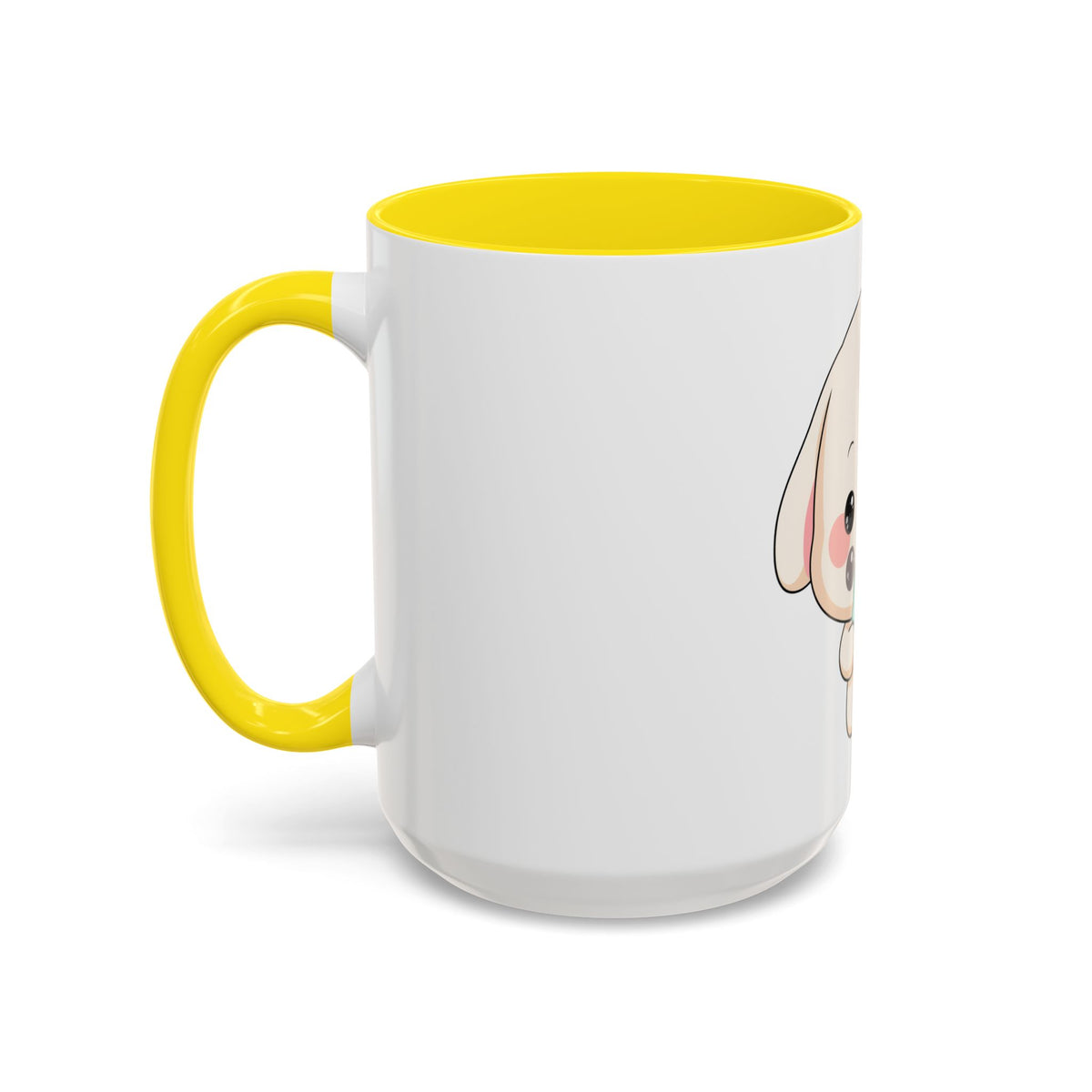 Kawaii Bunny Accent Coffee Mug, Cute Ice Cream Rabbit