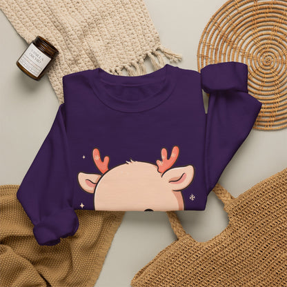 Kawaii Christmas Reindeer Sweatshirt, Cute Holiday Crewneck
