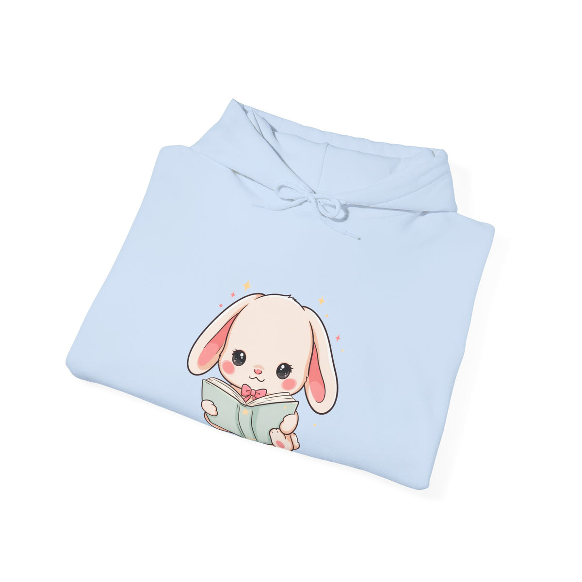 Kawaii Bunny Reading Hoodie for Book Lovers