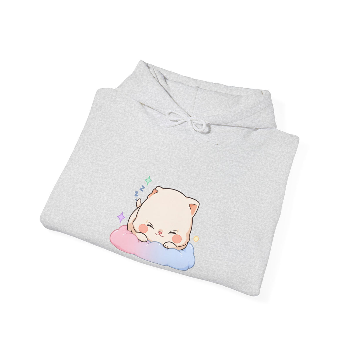 Kawaii Sleeping Cat Hoodie, Cozy Cloud Cat Sweatshirt