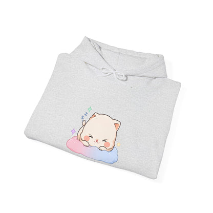 Kawaii Sleeping Cat Hoodie, Cozy Cloud Cat Sweatshirt