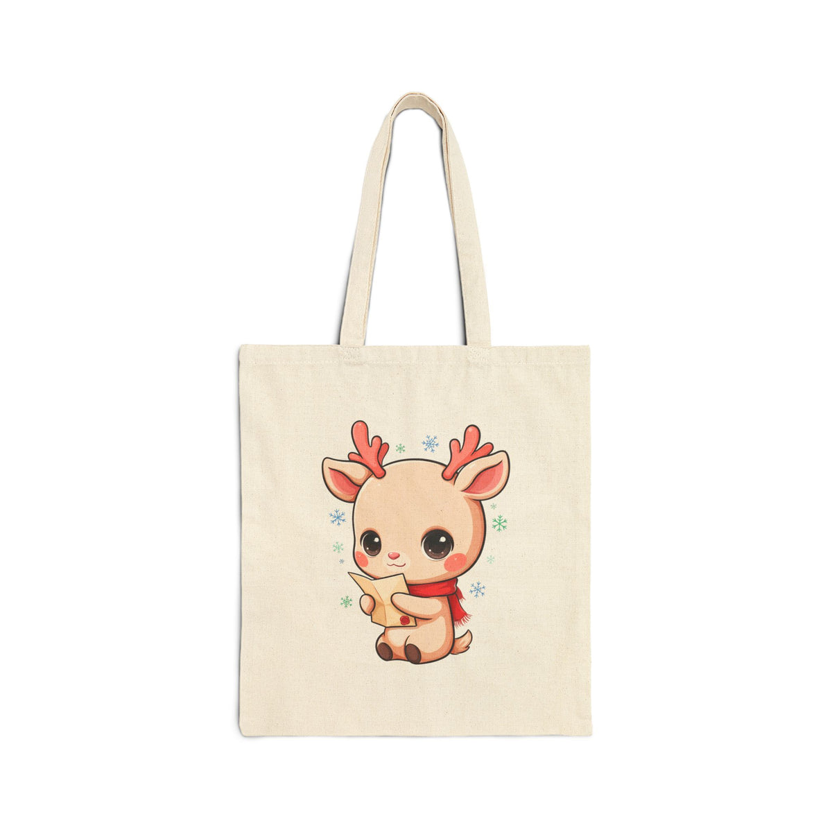 Kawaii Reindeer Tote Bag, Cute Christmas Canvas Shopper
