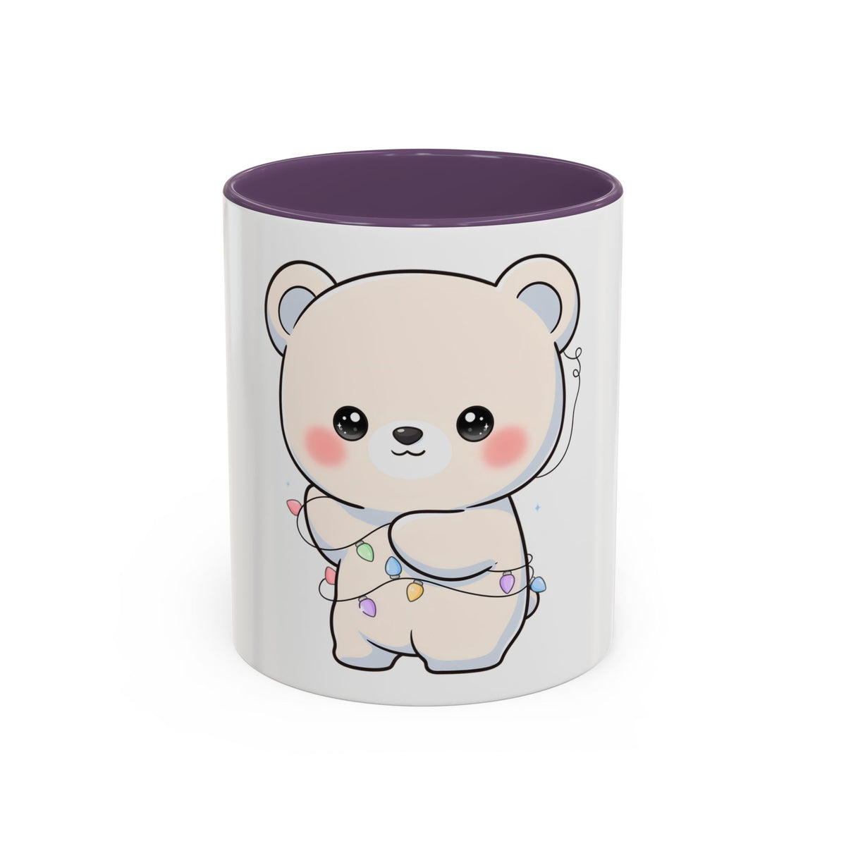 Kawaii Polar Bear Mug, Festive Holiday Gift