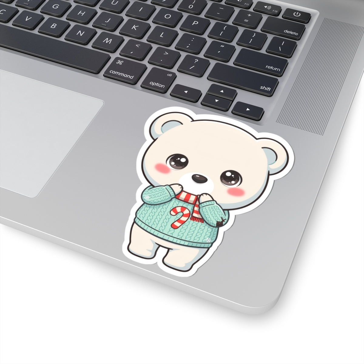 Kawaii Polar Bear Christmas Sticker for Cozy Holiday Cheer