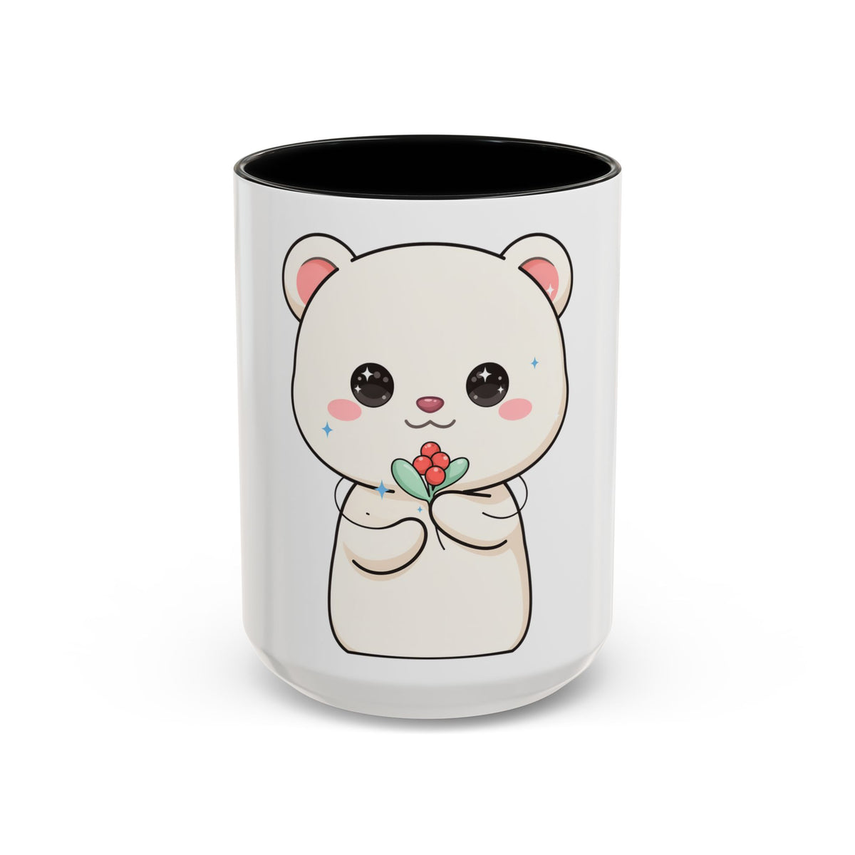 Kawaii Polar Bear Christmas Mug with Mistletoe