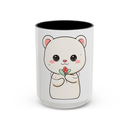 Kawaii Polar Bear Christmas Mug with Mistletoe