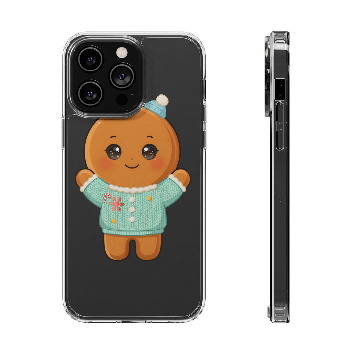 Kawaii Gingerbread Phone Case, Cute Christmas Sweater Cookie