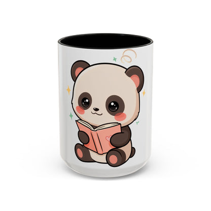 Kawaii Panda Reading Mug, Cute Book Lover Coffee Cup