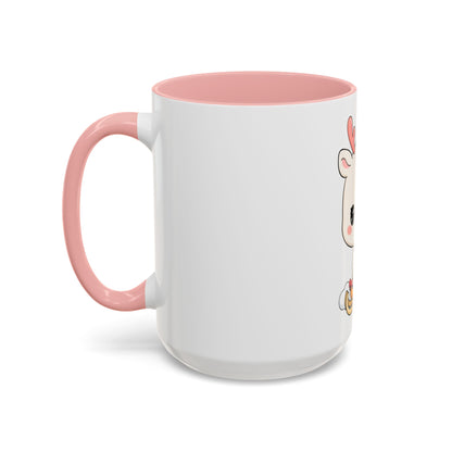 Christmas Reindeer Accent Coffee Mug, Cute Kawaii Sledding Gift