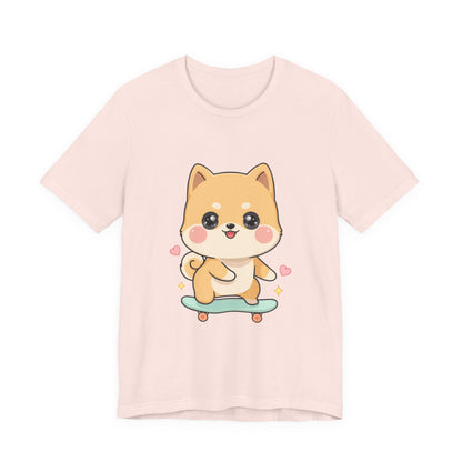 Kawaii Shiba Inu Skateboarder Tee for Dog Lovers