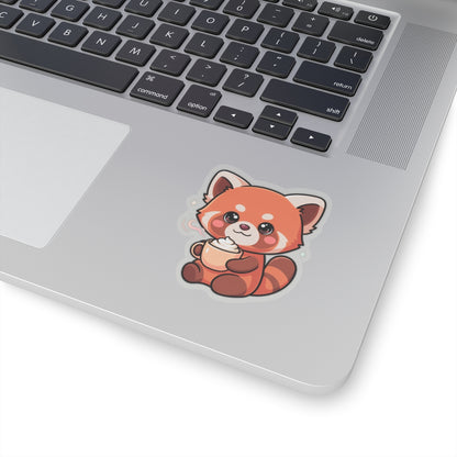Kawaii Red Panda Latte Sticker for Coffee Lovers