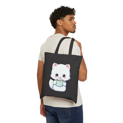 Kawaii Arctic Fox Tote Bag for Cozy Cocoa Lovers