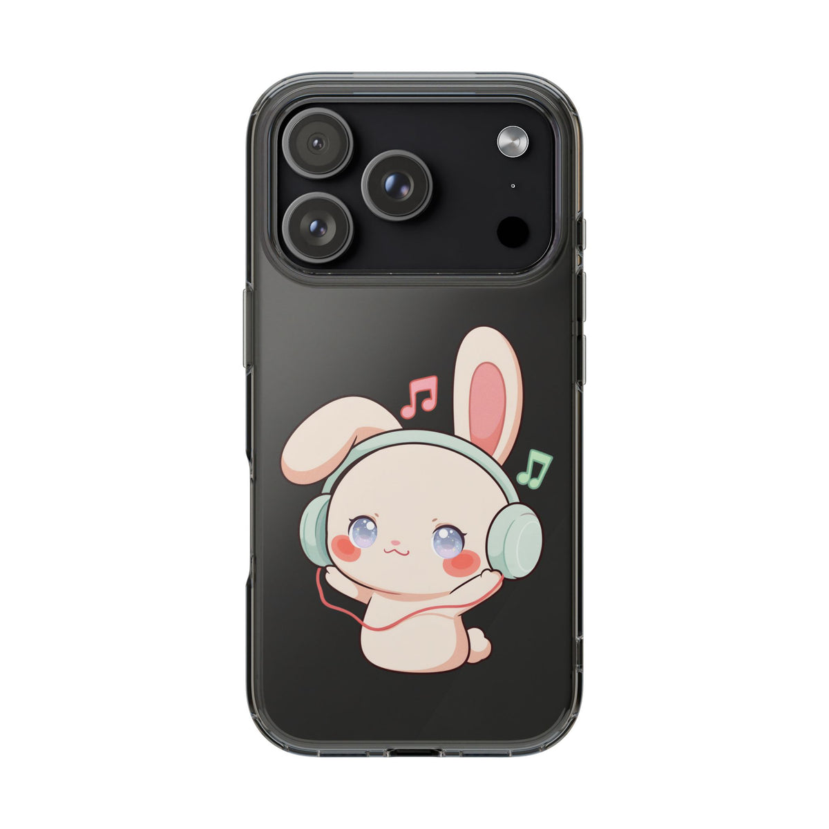 Kawaii Bunny Phone Case, Cute Music Lover Gift