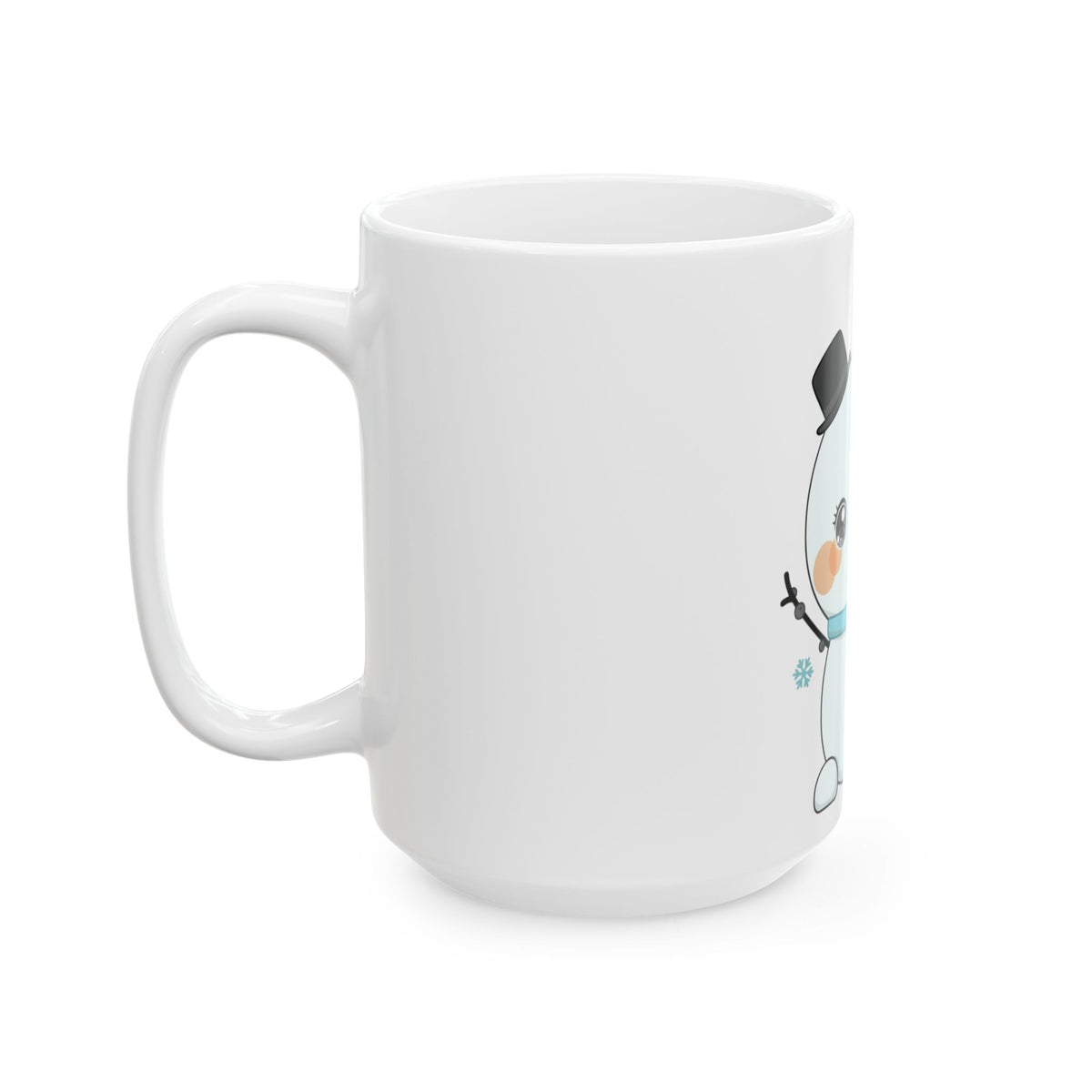 Kawaii Snowman Christmas Mug with Mistletoe