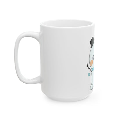 Kawaii Snowman Christmas Mug with Mistletoe