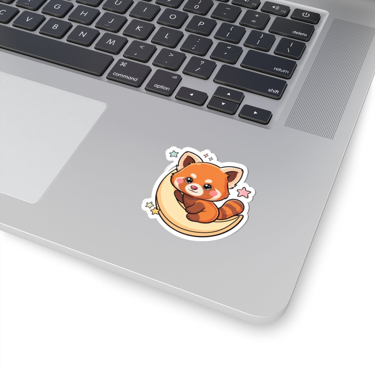 Red Panda Moon Sticker, Cute Kawaii Kiss-Cut Vinyl