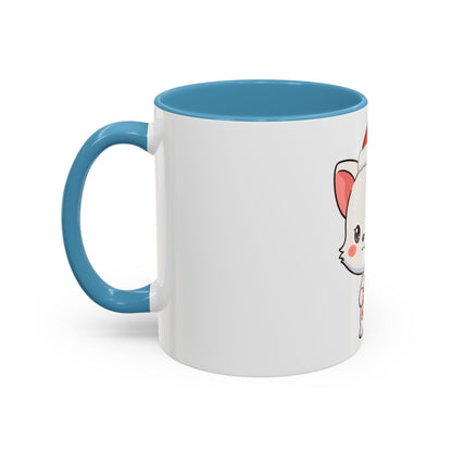 Kawaii Arctic Fox Christmas Mug, Cute Santa Fox Accent Coffee Mug